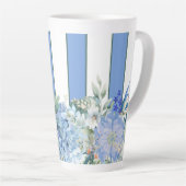 Blue Hydrangea und Floral gestreifte Latte Tasse (Rechte Ecke)