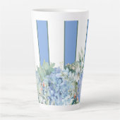 Blue Hydrangea und Floral gestreifte Latte Tasse (Vorderseite)
