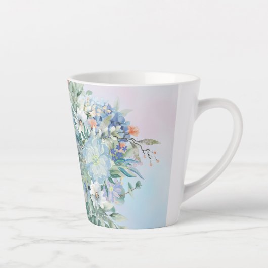 Blue Hydrangea und Floral Latte Tasse (Rechts)