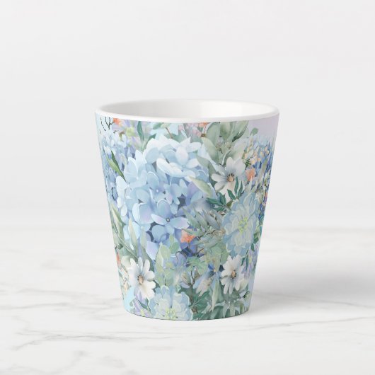 Blue Hydrangea und Floral Latte Tasse (Vorderseite)