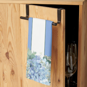 Blue Hydrangea und Floral Striptes Küchentuch