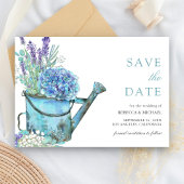 Blue Hydrangea und Lavender Floral Wedding Save The Date
