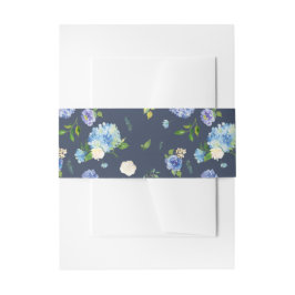 Blue Hydrangea und Lila Rose Muster Hochzeit Einladungsbanderole