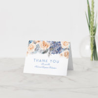 Blue Hydrangea und Peach Rose Bouquet Vielen Dank