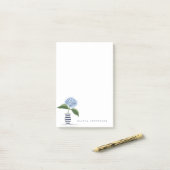 Blue Hydrangea und Personalisierte Striping Vase Post-it Klebezettel (Auf Schreibtisch)
