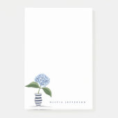 Blue Hydrangea und Personalisierte Striping Vase Post-it Klebezettel (Vorderseite)
