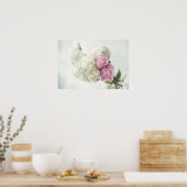Blue Hydrangea und Pink Peony Print Poster (Küche)
