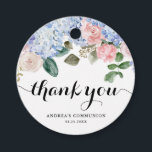 Blue Hydrangea und Rosa Kommunion Danke Geschenkanhänger<br><div class="desc">Feiern Sie den besonderen Tag Ihres kleinen mit einer personalisierten Touch mit unserer anpassbaren Blumen ersten heiligen Kommunion danken Ihnen für die Tags. Dieses botanische Design zeichnet sich durch delikate Aquarellblauen Hydrangeas, weiche Elfenbein- und Rosenrosen sowie ruhige Eukalyptus-Blätter aus und schafft so einen zeitlosen Look. Ideal, um eine blumengeschmückte Touch...</div>