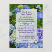 Blue Hydrangea Vielen Dank Postkarte (Vorderseite)