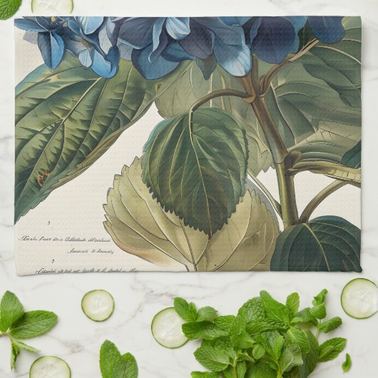 Blue Hydrangea Vintag Geschirrtuch (Gefaltet)