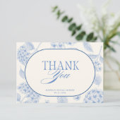 Blue Hydrangea Vintage Bridal Shower Thank You Dankeskarte (Stehend Vorderseite)