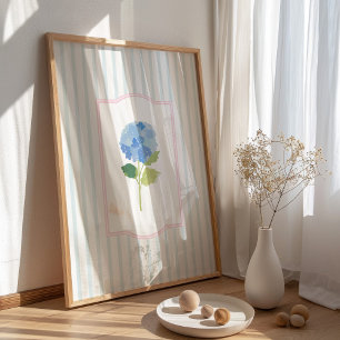 Blue Hydrangea Wall Art Print Poster