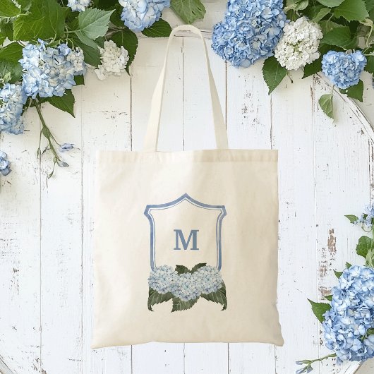 Blue Hydrangea Wappen und Basket Personalisiert Tragetasche