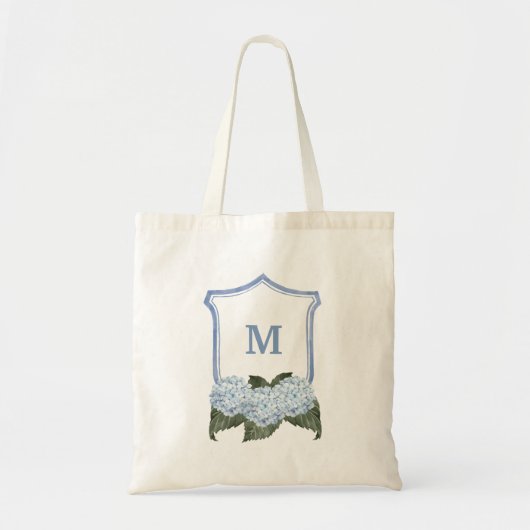 Blue Hydrangea Wappen und Basket Personalisiert Tragetasche (Vorne)