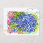 Blue Hydrangea Wasserfarbe Blume Art Postkarte (Vorne/Hinten)