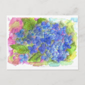 Blue Hydrangea Wasserfarbe Blume Art Postkarte (Vorderseite)