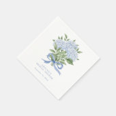 Blue Hydrangea Wasserfarbe Blume mit Bow Serviette (Ecke)