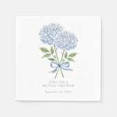 Blue Hydrangea Wasserfarbe Blume mit Bow Serviette (Vorderseite)