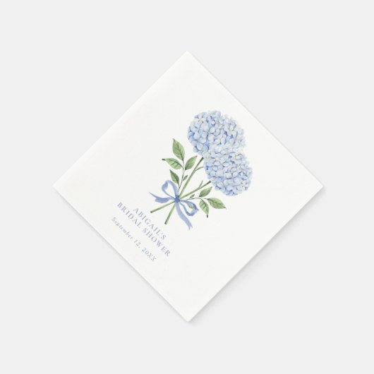 Blue Hydrangea Wasserfarbe Blume mit Bow Serviette (Ecke)