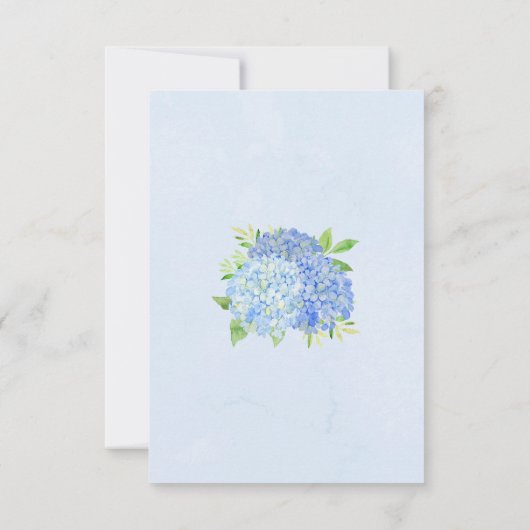 Blue Hydrangea Wasserfarbe Blumenzehen RSVP Karte (Rückseite)
