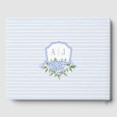 Blue Hydrangea Wasserfarbe Blüten Custom Wedding Gästebuch (Rückseite)