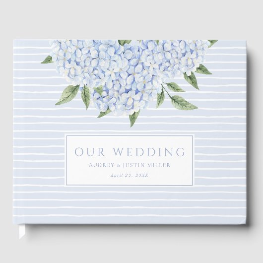 Blue Hydrangea Wasserfarbe Blüten Custom Wedding Gästebuch (Vorderseite)