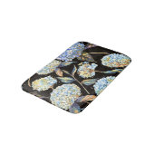 Blue Hydrangea Wasserfarbe: Dunkles, nahtloses Mus Badematte (Schrägansicht)