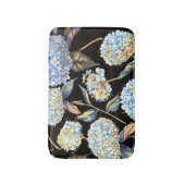 Blue Hydrangea Wasserfarbe: Dunkles, nahtloses Mus Badematte (Vorderseite Vertikal)