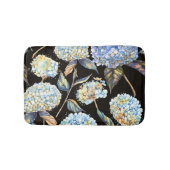 Blue Hydrangea Wasserfarbe: Dunkles, nahtloses Mus Badematte (Vorderseite)