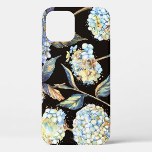 Blue Hydrangea Wasserfarbe: Dunkles, nahtloses Mus Case-Mate iPhone Hülle