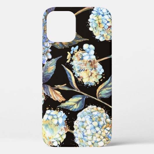 Blue Hydrangea Wasserfarbe: Dunkles, nahtloses Mus Case-Mate iPhone Hülle (Rückseite)
