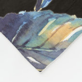 Blue Hydrangea Wasserfarbe: Dunkles, nahtloses Mus Fleecedecke (Ecke)