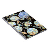 Blue Hydrangea Wasserfarbe: Dunkles, nahtloses Mus Notizblock (Rechte Seite)