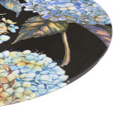 Blue Hydrangea Wasserfarbe: Dunkles, nahtloses Mus Schneidebrett (Ecke)