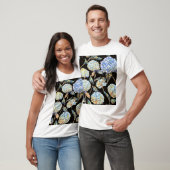Blue Hydrangea Wasserfarbe: Dunkles, nahtloses Mus T-Shirt (Unisex)