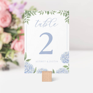 Blue Hydrangea Wasserfarbe Personalisiert Tischnummer