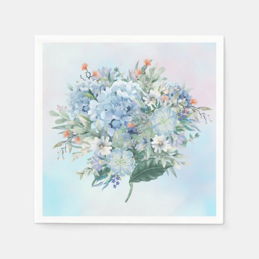 Blue Hydrangea Wasserfarbpapier Napkin Serviette (Vorderseite)