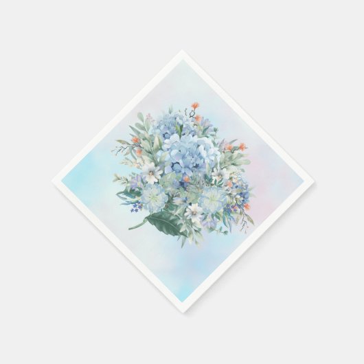 Blue Hydrangea Wasserfarbpapier Napkin Serviette (Ecke)