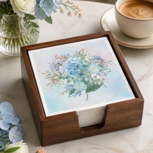Blue Hydrangea Wasserfarbpapier Napkin Serviette