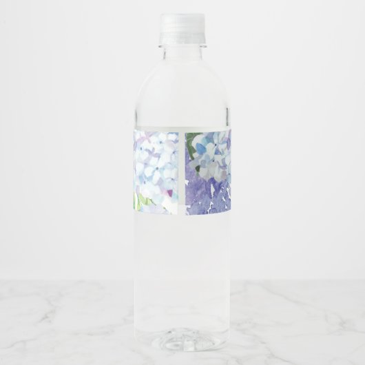 Blue Hydrangea Water Bottle Wasserflaschenetikett (Rückseite)