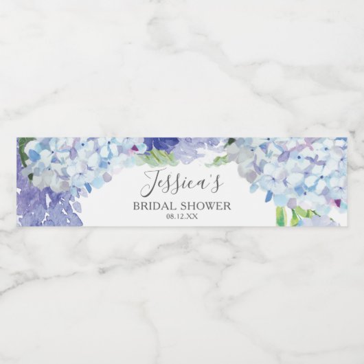 Blue Hydrangea Water Bottle Wasserflaschenetikett (Einzelnes Label)