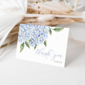 Blue Hydrangea Watercolor Blooms Script Dankeskarte