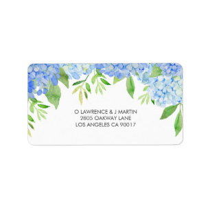 Blue Hydrangea Watercolor Blume Hochzeit Adressaufkleber