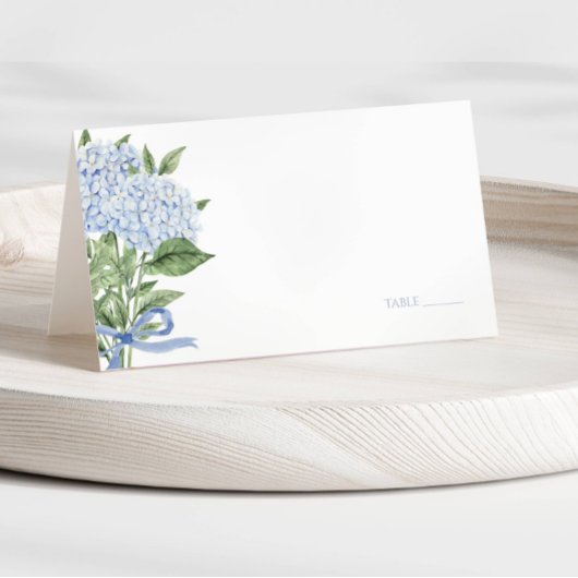 Blue Hydrangea Watercolor Blume Hochzeit Platzkarte
