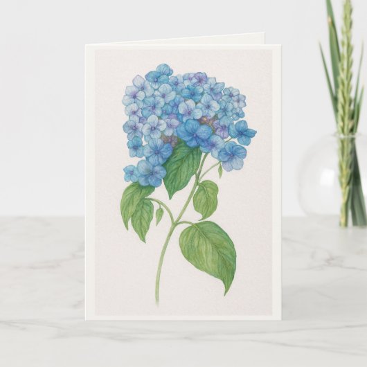 Blue Hydrangea Watercolor Botanical Card | Elegant Karte (Vorderseite)