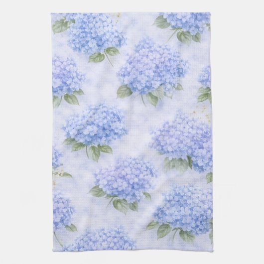 Blue Hydrangea Watercolor Coastal Kitchen Towel Geschirrtuch (Vertikal)