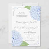 Blue Hydrangea Watercolor Einladung zur Hochzeit (Vorderseite)