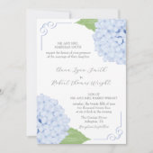 Blue Hydrangea Watercolor Einladung zur Hochzeit (Vorderseite)