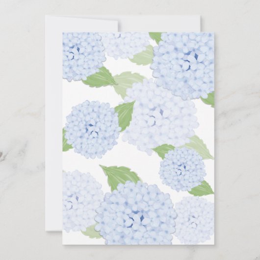 Blue Hydrangea Watercolor Einladung zur Hochzeit (Rückseite)