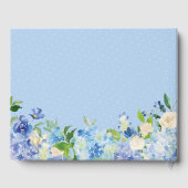 Blue Hydrangea Watercolor Floral Baby Dusche Gästebuch (Rückseite)